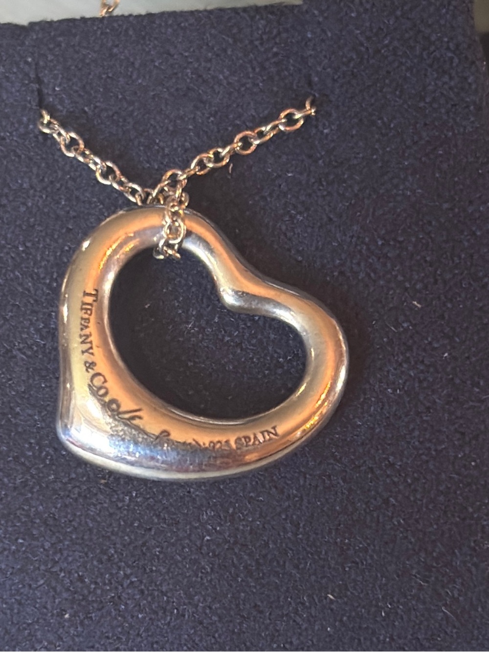 Tiffany & Co. Elsa Peretti Open Heart 8.7 Necklace with Pendant 925 Silver